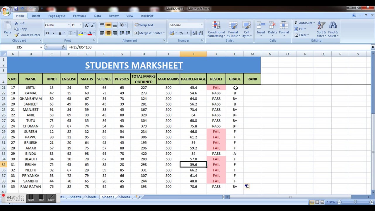 How To Make Marksheet In Excel Excel Formula Excel Math - Vrogue