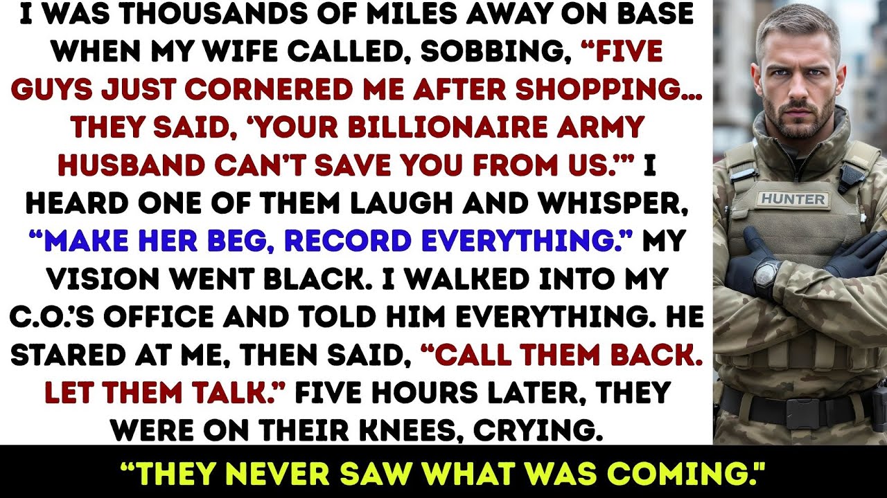 5 Street Thugs Cornered My Wife After Shopping—Her Billionaire Army Husband Made Them Beg On Knees