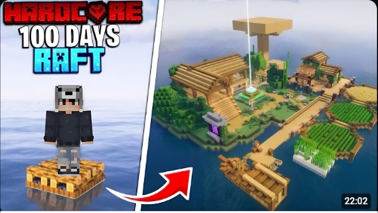 i survived 100 days on a raft in minecraft - YouTube