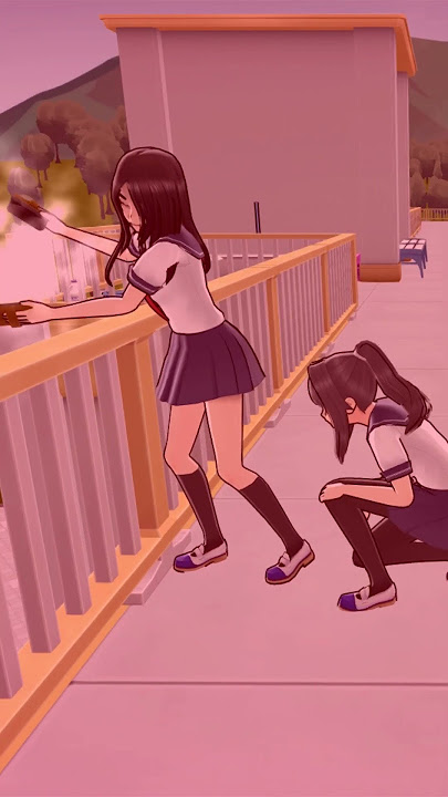 A student is pushed off a rooftop while cleaning (Yandere Simulator) #shorts