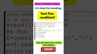 Data File Handling TEXT File-read(n) Method | Class 12 Computer Science #shortsfeed #shorts #class12