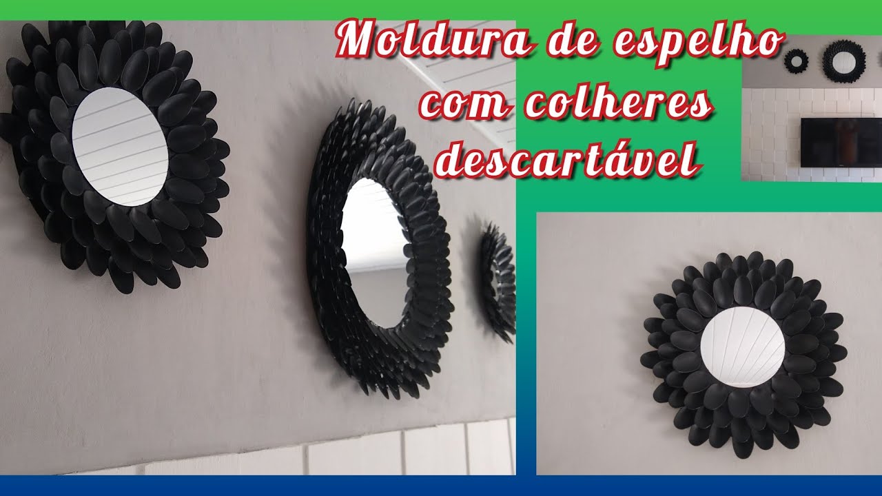 Como fazer decoração de espelho com colheres descartável / mirror decoration with disposable spoons