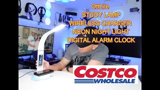 OttLite STUDY LAMP WITH NEON LIGHTS WIRELESS CHARGER USB PORT CHARGER AND DIGITAL CLOCK FROM COSTCO!