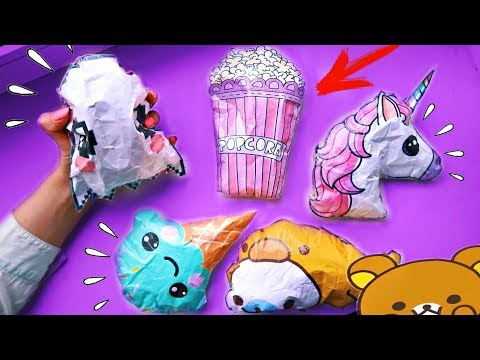 DIY 5 СКВИШИ из БУМАГИ С РАЗНЫМИ НАПОЛНИТЕЛЯМИ / Squishy СВОИМИ РУКАМИ БОЛЬШИЕ Антистресс игрушки