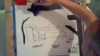 ASMR. Trouble sleeping? Fall Asleep To Me Painting - no talking. Painting a scene from Kill Bill.