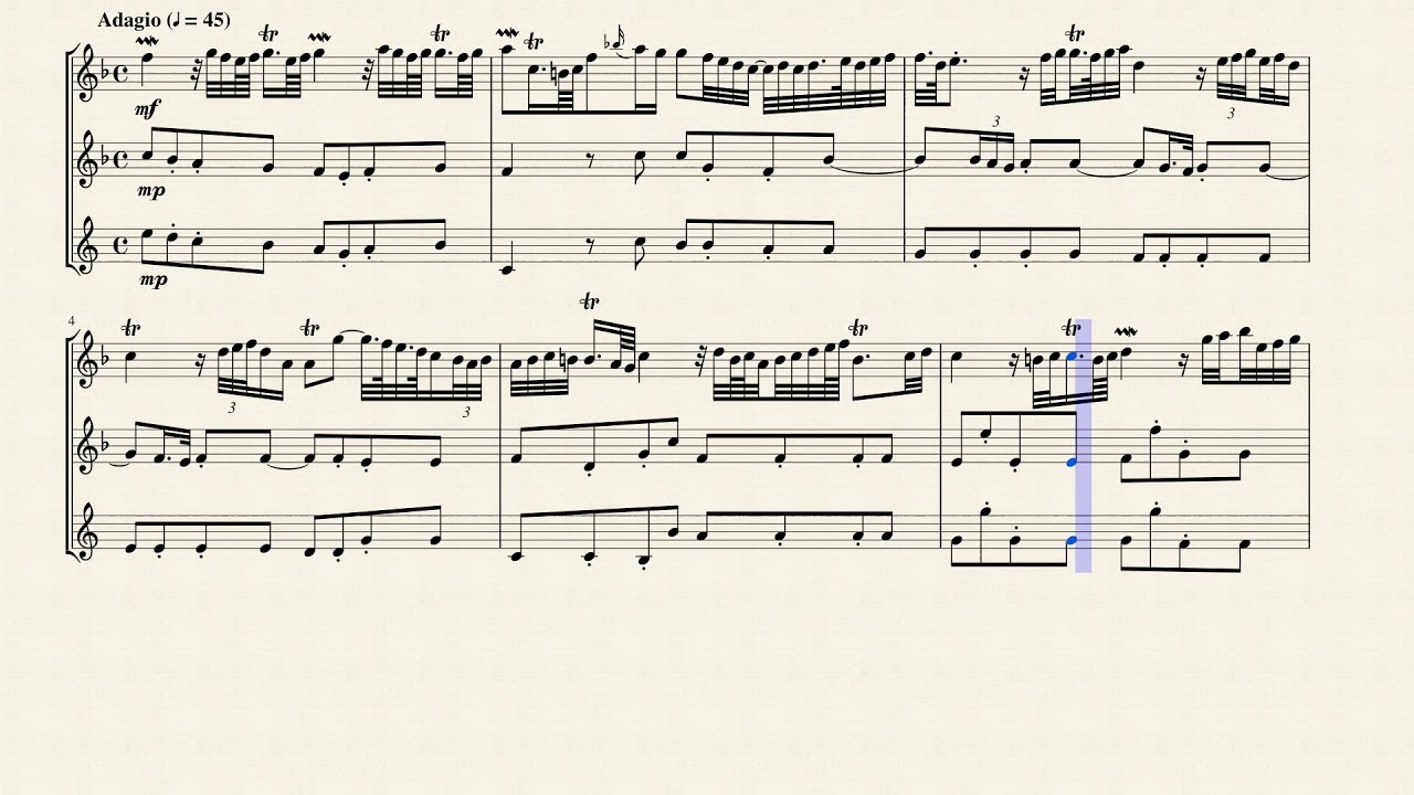 Adagio from the Suite in F Major (HWV 427 No. 2 Mvt. 1) for Woodwind Trio - YouTube