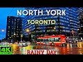 【4K】NORTH YORK RAIN WALK ON YONGE STREET TO FINCH STATION | TORONTO WALK