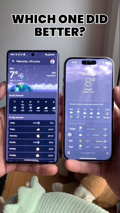 Weather App Rain Animations Comparison: Google Pixel (Android 14) Vs Apple iPhone (iOS 17) | #Shorts
