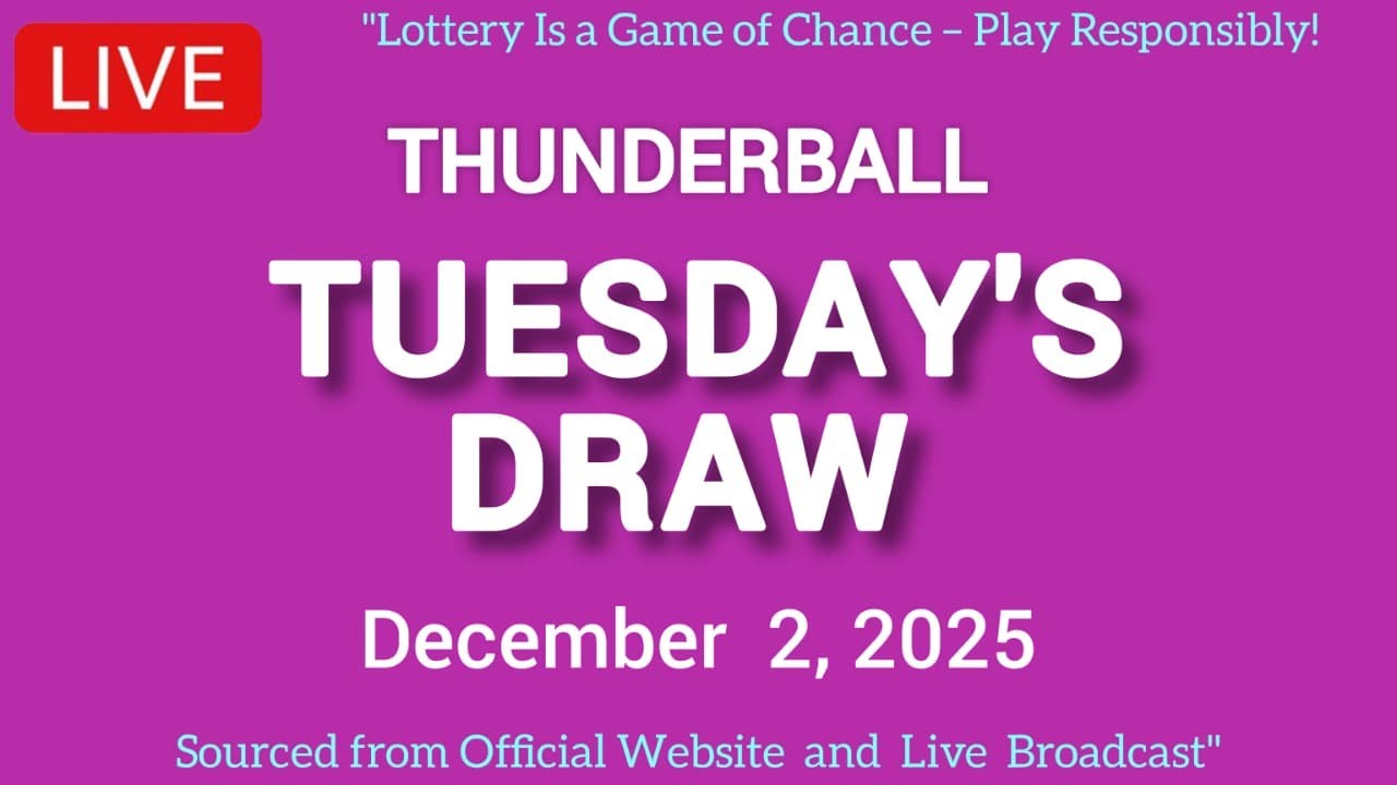 National Lottery Thunderball draw live tonight results from Tuesday 02 Dec 2025 | thunderball