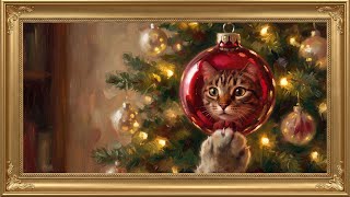 Curious Kitten & Christmas Ornament | Vintage Oil Painting | Gold Frame TV Art | No Music screenshot 3