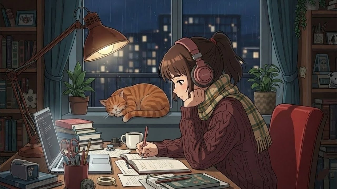 Cozy Rainy Night Lofi 🌧️ Deep Focus Study Beats | Relaxing Chillhop for Work & Aesthetic Vibes