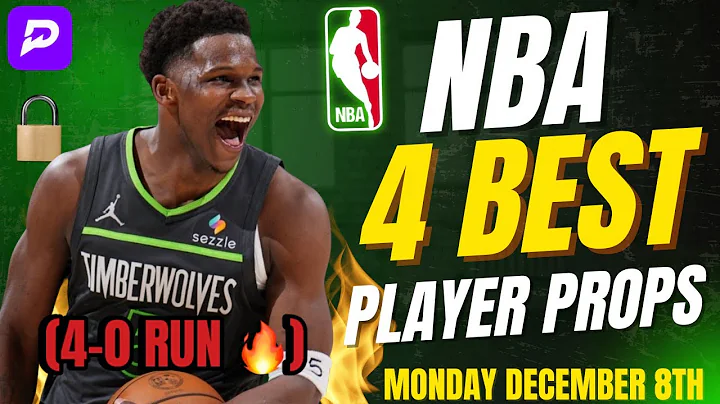 (4-0 RUN 🔥) NBA PRIZEPICKS TODAY | 4 BEST PLAYER PROPS | MONDAY | 12/8/2025 | FREE NBA Best Bets