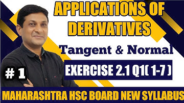 Applications of Derivatives Part 1| Exercise 2.1 Q1(1-7) | Class 12th Maths | Maharashtra Board |