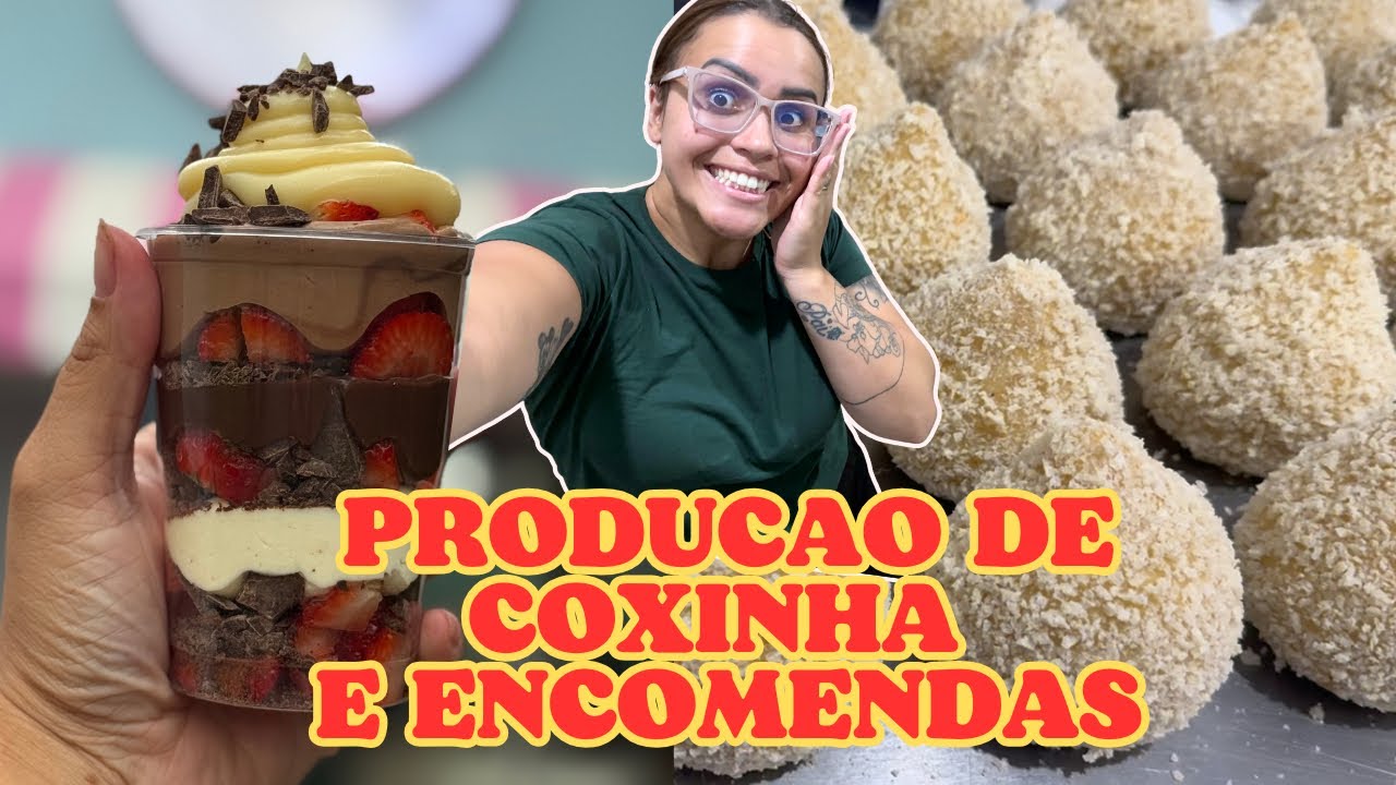 Recheio de frango para coxinha, delivery de doce, ifood, bolos e correria, quarta feira produtiva.