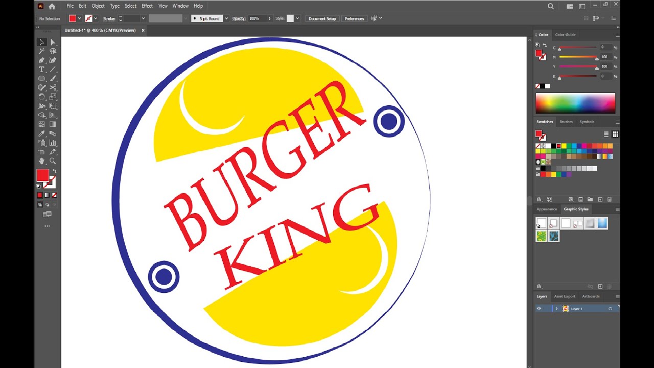 HOW TO MAKE BURGER KING LOGO DESIGN ADOBE illustrator