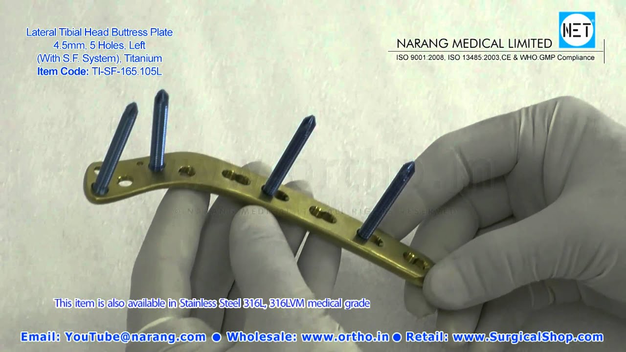 4 5mm Lateral Tibial Head Buttress Plate Left With Safety Lock System Titanium Ti Sf 165 105l