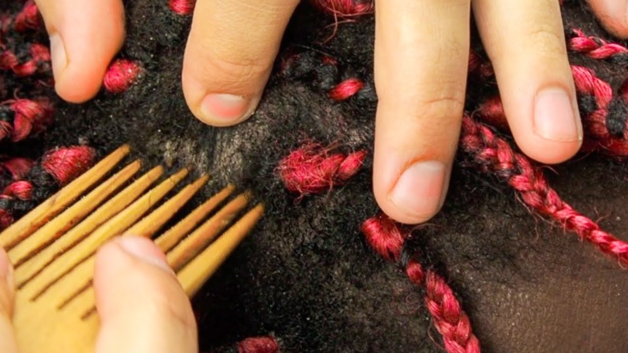 ASMR | scalp scratching BETWEEN BRAIDS soo tingly 🙇🏽‍♀️ 💤