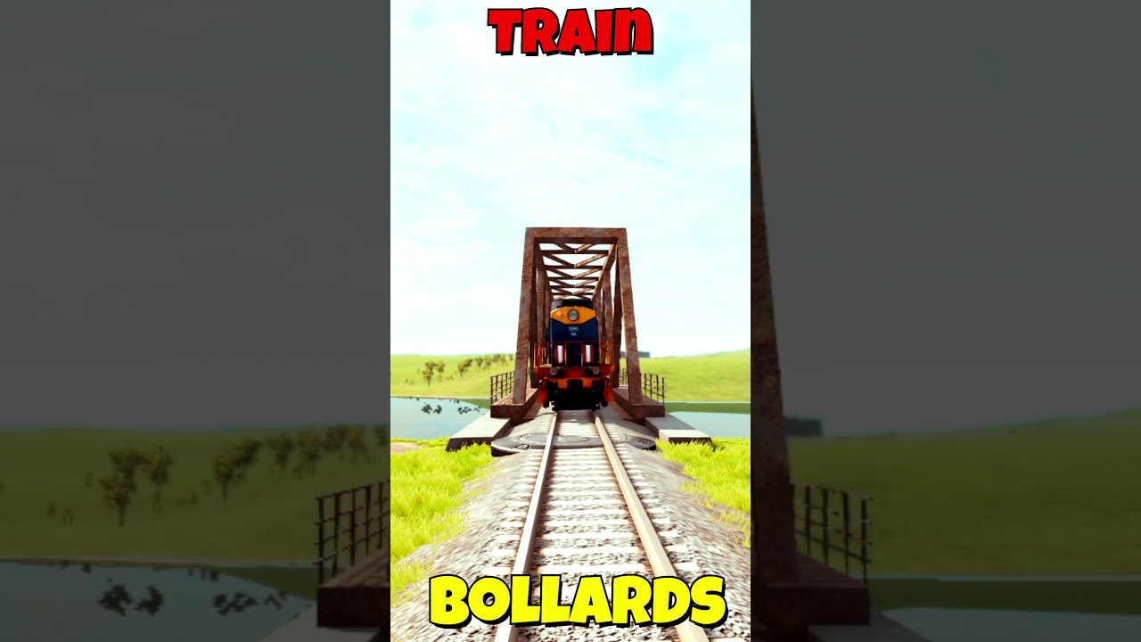 TRAIN Vs BOLLARDS BARRIER CRASH