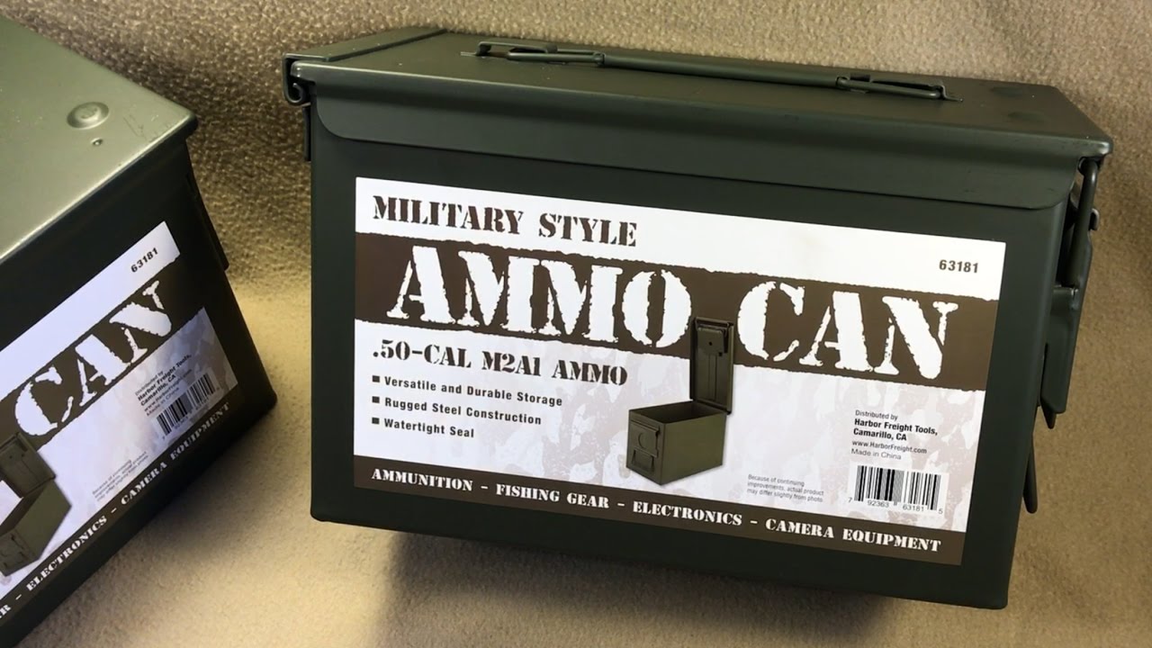 M2A1, 63181, military style ammo can, .50 cal ammo can, Harbor Freight ammo ...