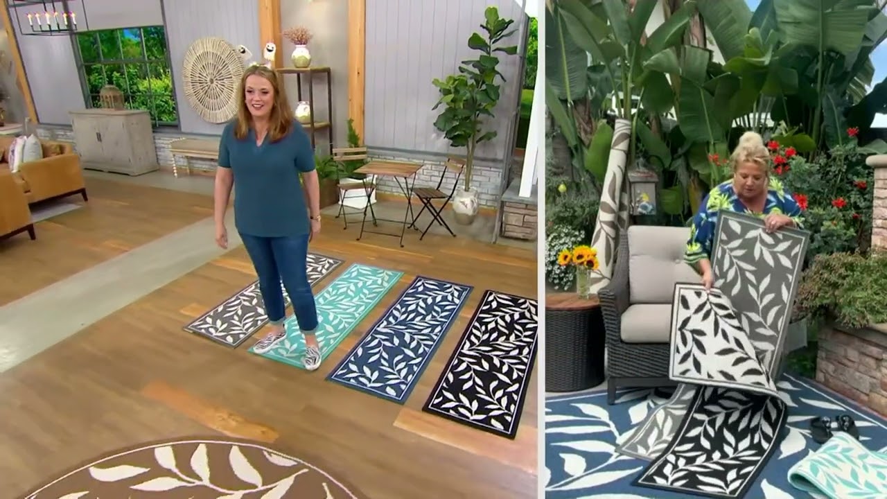 Veranda Living All Over Leaf In Outdoor Reversible Rug Collection On Qvc You