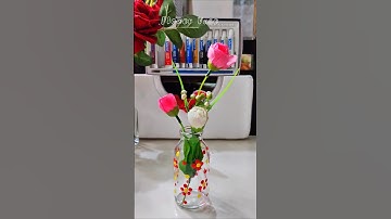 Easy Flower Vase | Easy Art | Crafting #bottleart #bottlecraft #youtubeshorts #shorts.