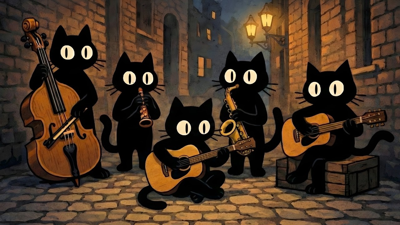 Black Cats Midnight Alley Jazz:Uplifting Rhythm for Creative Work
