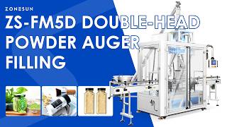 Double Speed:ZONESUN ZS-FM5D Automatic Dual Head Auger Protein & Spice Powder Bottle Filling Machine