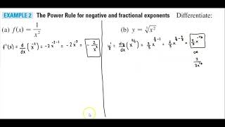 Math 1A 3.1 Example 2 The Power Rule for negative and fractional exponents