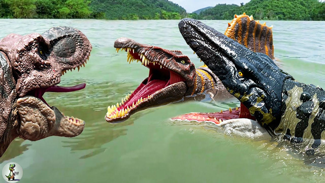 T-Rex Vs Spinosaurus Vs Mosasaurus 🦖 Battle in River | Jurassic World Rebirth
