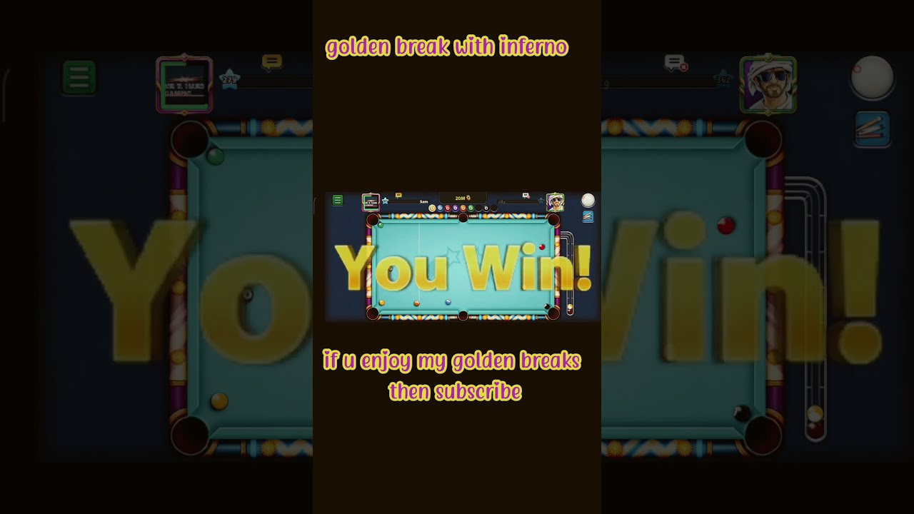 Inferno cue lovers see inferno golden break latest 9ballpool😍😍
