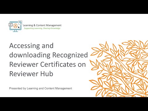 Accessing and downloading Recognized Reviewer Certificates on Reviewer Hub