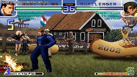 Kof 2002 fight RUGAL, TAKUMA,  RAMON VS ROBERT, RYO, THAKUMA,