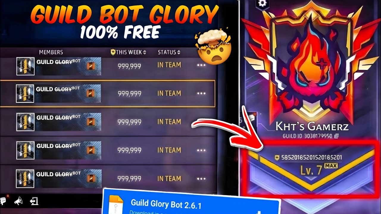 HOW TO MAKE GUILD GLORY BOT 🤖|FREE FIRE GUILD GLORY BOT 🤯🔥|KHT'S GAMERZ ...