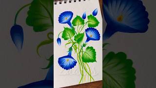 💙🤍💯👌Beautiful blue MORNING GLORY flower painting using acrylic🎨💙 #flowerpainting #shorts #art