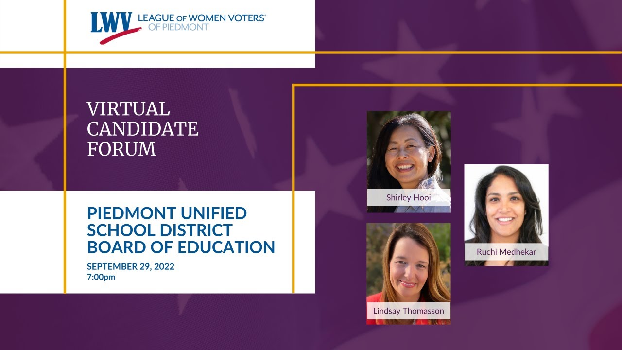 Piedmont Unified School District Board of Education Virtual Candidate