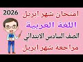 امتحان شهر ابريل عربي للصف السادس الابتدائي 2026 مراجعة شهر ابريل عربي للصف السادس الابتدائي