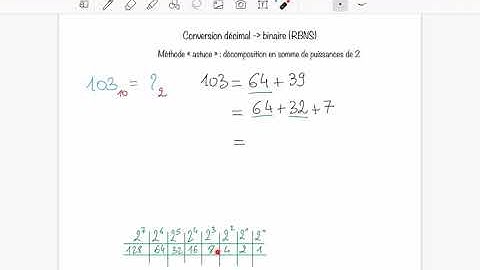 [Bases Num] - Conversion décimal vers binaire (RBNS) - méthode "astuce"
