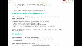 WorkDay - #14 Anusha Journal What is Business Process Security Policy in workDay #workday #study