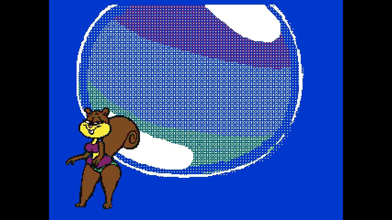 Sandy Cheeks Farting a Huge Soap Bubble