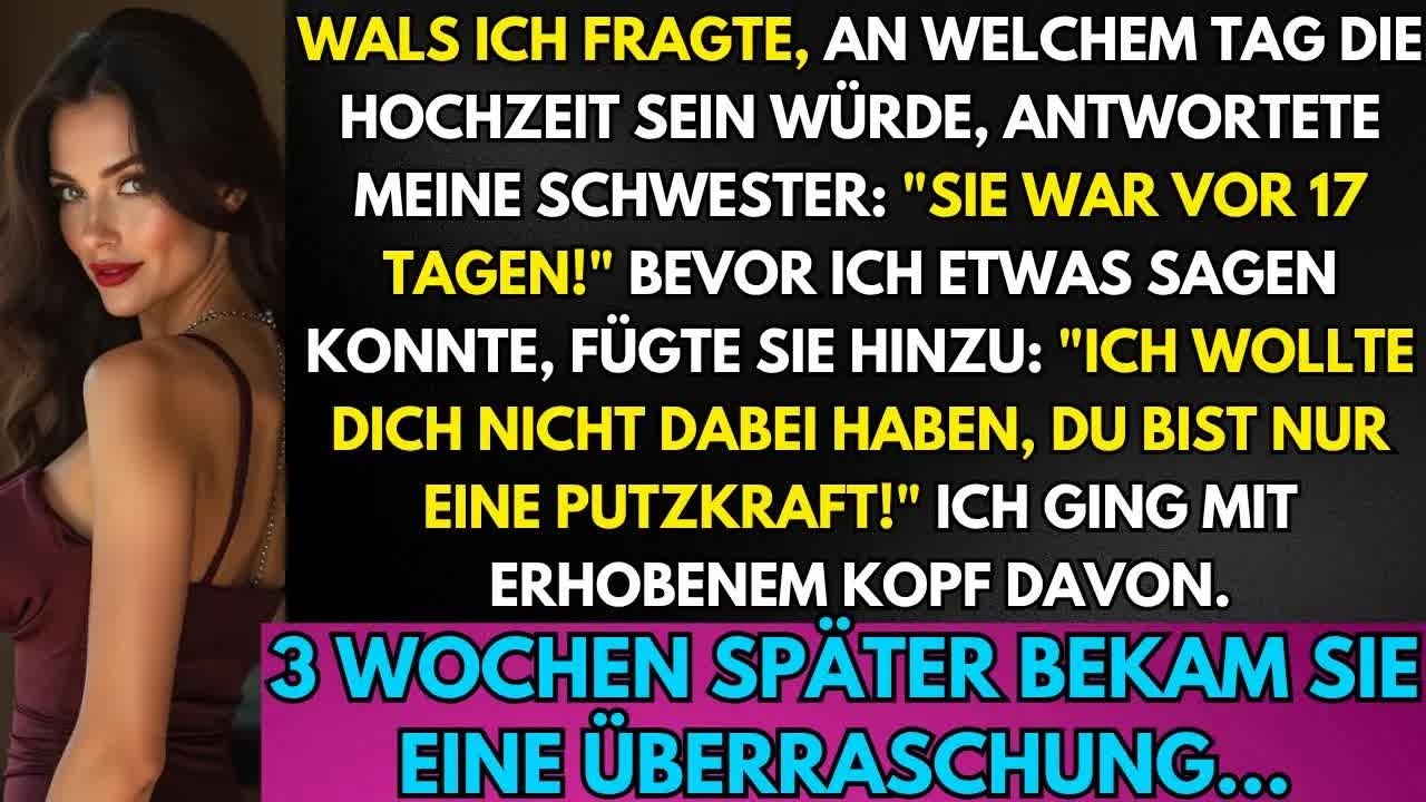 ＂Sie ließen mich wegen meines Putzjobs nicht zur Hochzeit – drei Wochen später erkannte sie mich.＂