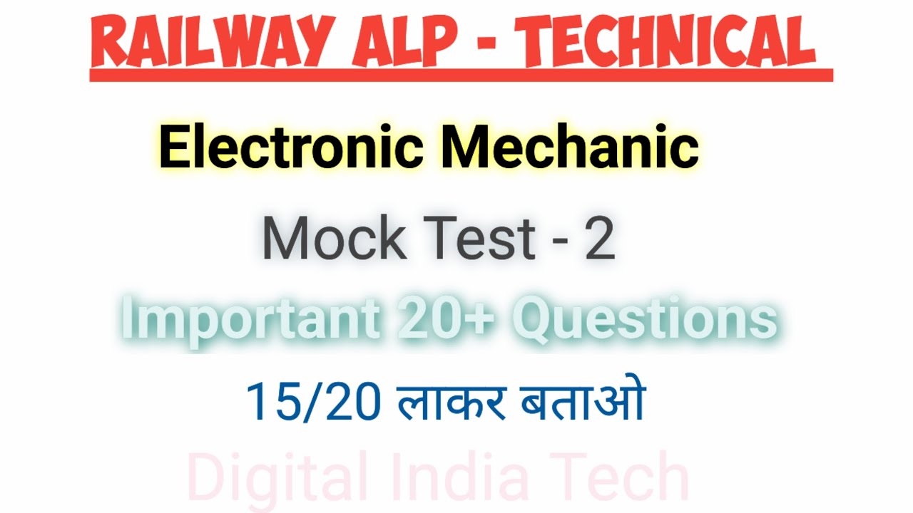 Electronic Mechanic Mock Test 2 | Railway ALP Technical | Electronic mechanic