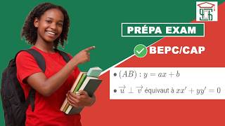 Exercice complet Maths BEPC / CAP : Equation de droite, vecteurs orthogonaux, symétrie