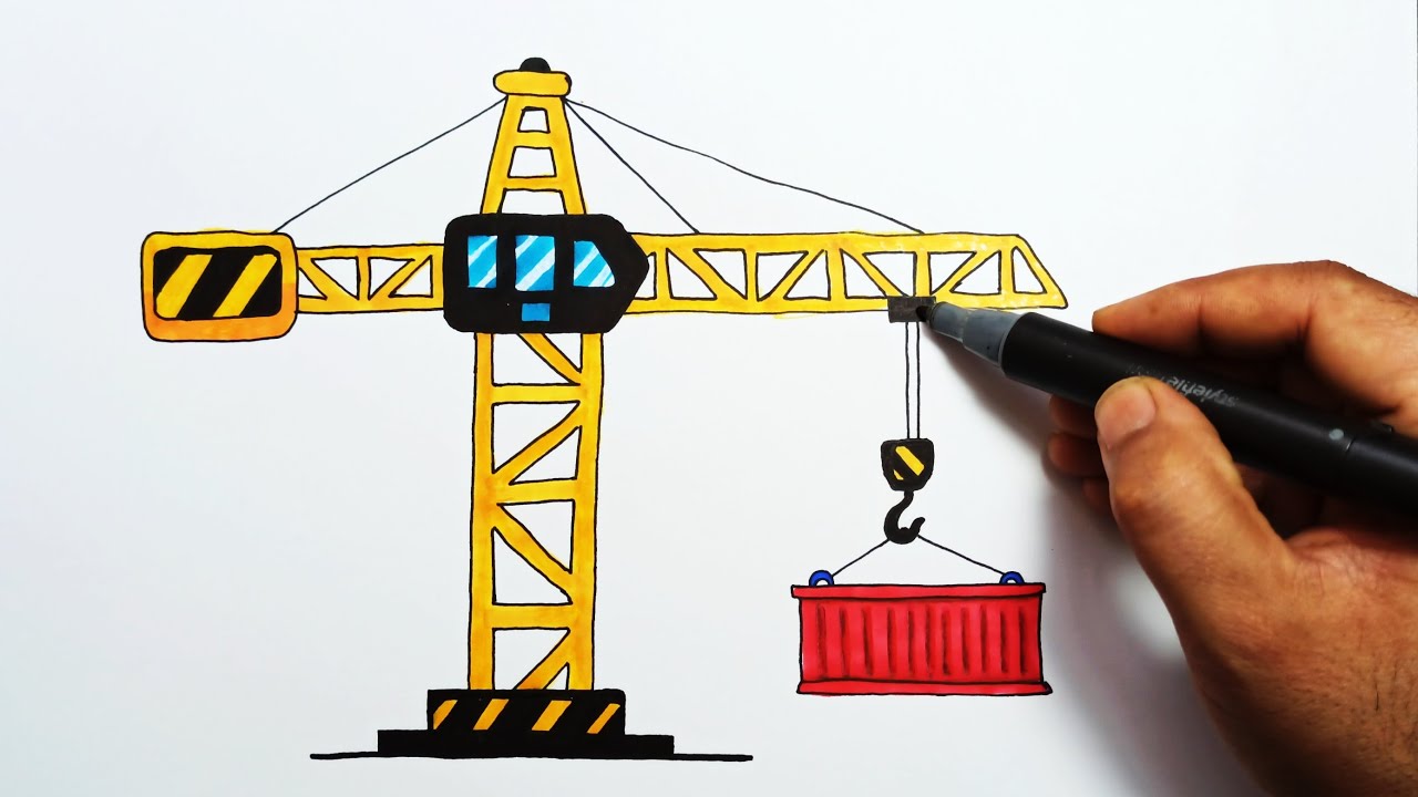 Premium Vector | Construction crane hand drawn sketch engraving style logo  vector illustration.