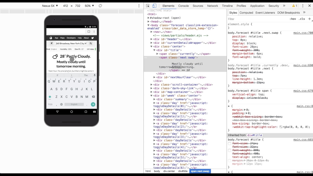 Using Chrome Devtools Device Mode