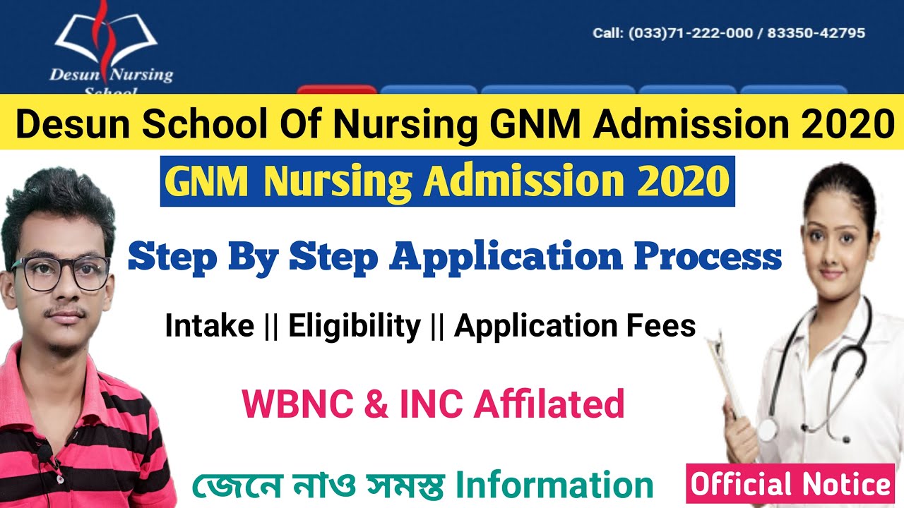Desun Nursing School Admission 2020 | GNM Admission 2020 in Private College | GNM | WBNC | INC