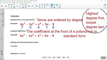 Algebra 1: Unit 7 Day 1 - Classifying, Adding and Subtracting Polynomials