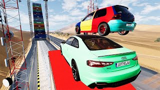 Cars Vs Mega High Container  Jump Test Challenge #8 - Speed Sports Car Crash - BeamNG Drive screenshot 5