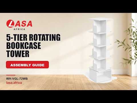 5-Tier Rotating Bookcase Tower, White – Assembly