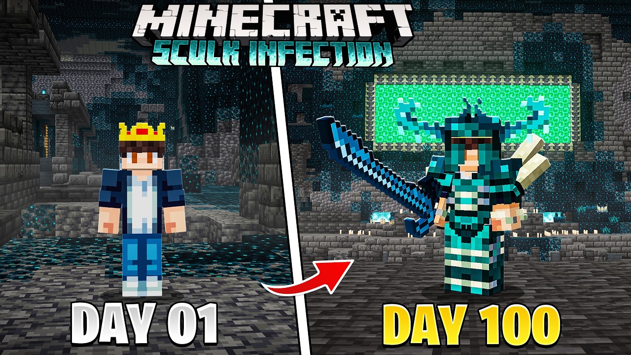 I Survived 100 Days in a SCULK INFECTION World in Minecraft Hardcore