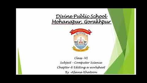 CLASS VI Computer Science Chapter-8 Editing a worksheet.